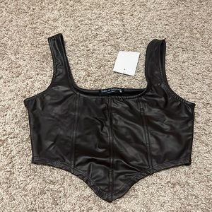 Pleather BROWN Crop Top